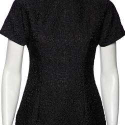 Pre Owned Dolce & Gabbana Black Floral Embossed Jacquard Sheath Dress M