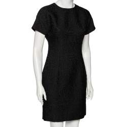 Pre Owned Dolce & Gabbana Black Floral Embossed Jacquard Sheath Dress M