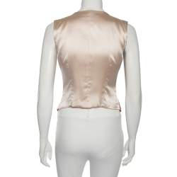 Pre Owned Dolce & Gabbana Dusky Pink Silk Brocade Button Front Waistcoat M