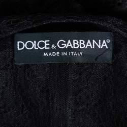 Pre Owned Dolce & Gabbana Black Wool & Lace Button Front Waistcoat S
