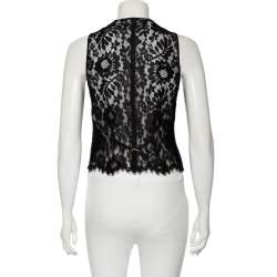 Pre Owned Dolce & Gabbana Black Wool & Lace Button Front Waistcoat S