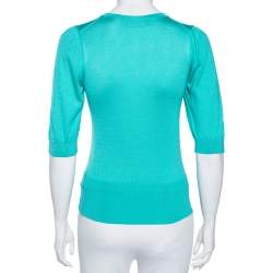 Pre Owned Dolce & Gabbana Blue Silk Knit Top M