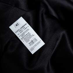 Pre Owned Dolce & Gabbana Green Metallic Jacquard Long Sleeve Midi Dress M