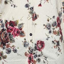 D&G Cream Floral Printed Wool Button Front Cardigan L 