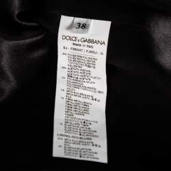 Dolce & Gabbana Black & Leopard Print Trimmed Jacquard Belted Coat S