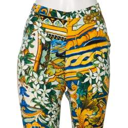 Pre Owned Dolce & Gabbana Multicolored Floral Print Silk Trousers M