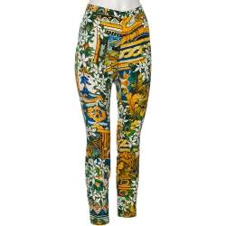 Dolce & Gabbana Multicolored Floral Print Silk Trousers M