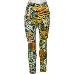 Dolce & Gabbana Multicolored Floral Print Silk Trousers M