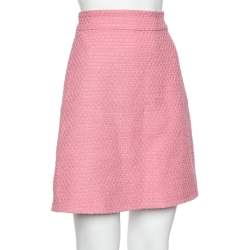 Pre Owned Gucci Pink Tweed A-Line Mini Skirt M