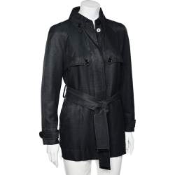 Dolce & Gabbana Black Cotton Belted Button Front Jacket M