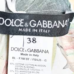 Pre Owned Dolce & Gabbana Multicolor Zucchini Printed Cotton & Lace Sleeveless Top S