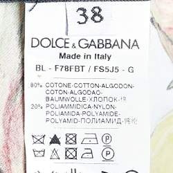 Pre Owned Dolce & Gabbana Multicolor Zucchini Printed Cotton & Lace Sleeveless Top S