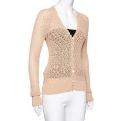مملوكة مسبقًا Dolce & Gabbana Beige Patterned Knit Button Front Cardigan M