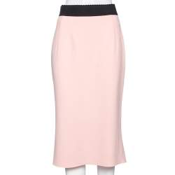 Pre Owned Dolce & Gabbana Pink Crepe High Waisted Slip Skirt M