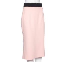 Pre Owned Dolce & Gabbana Pink Crepe High Waisted Slip Skirt M