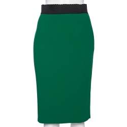 مملوكة مسبقًا Dolce & Gabbana Green Crepe Knee Length Skirt S