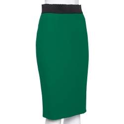 مملوكة مسبقًا Dolce & Gabbana Green Crepe Knee Length Skirt S