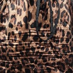 مملوكة مسبقًا Dolce & Gabbana Brown Animal printed Silk Satin Paper Bag Waist Midi Skirt L