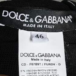Pre Owned Dolce & Gabbana Black Crepe Contrast Detail Midi Dress L