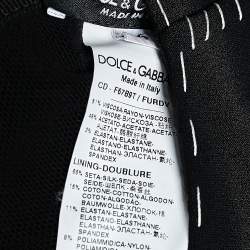Pre Owned Dolce & Gabbana Black Crepe Contrast Detail Midi Dress L