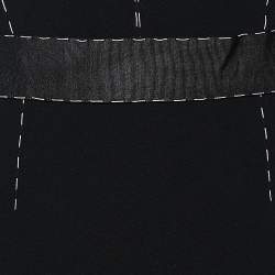 Pre Owned Dolce & Gabbana Black Crepe Contrast Detail Midi Dress L