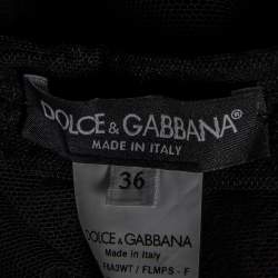 Pre Owned Dolce & Gabbana Black Lace Ruched Sleeveless Mini Dress XS