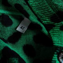 Pre Owned Dolce & Gabbana Green Animal Print Knit Button Front Cardigan M