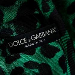 Pre Owned Dolce & Gabbana Green Animal Print Knit Button Front Cardigan M