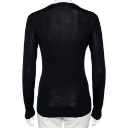 Pre Owned Dolce & Gabbana Black Knit & Lace Inset Button Front Cardigan S
