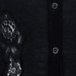 Pre Owned Dolce & Gabbana Black Knit & Lace Inset Button Front Cardigan S