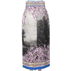 Pre Owned Dolce & Gabbana Multicolored Printed Brocade Midi Skirt M
