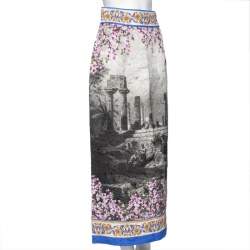 Pre Owned Dolce & Gabbana Multicolored Printed Brocade Midi Skirt M