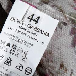 Pre Owned Dolce & Gabbana Floral Printed Silk Chiffon Pleated Blouse M