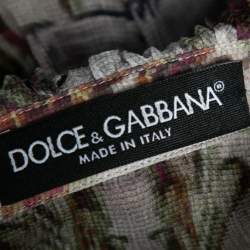 Pre Owned Dolce & Gabbana Floral Printed Silk Chiffon Pleated Blouse M