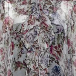 Pre Owned Dolce & Gabbana Floral Printed Silk Chiffon Pleated Blouse M