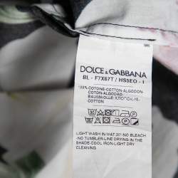 Pre Owned Dolce & Gabbana Multicolor Lily Print Cotton Short Sleeve Top M
