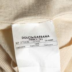 Pre Owned Dolce & Gabbana Vintage Yellow Cashmere Embellished Bow Detailed Sweater S