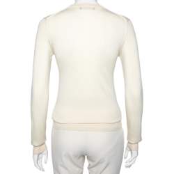 Pre Owned Dolce & Gabbana Vintage Yellow Cashmere Embellished Bow Detailed Sweater S