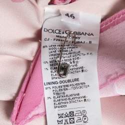 Pre Owned جاكيت بليزر دولتشي أند غابانا صوف وردي مزين ورود  صدرية واحدة مقاس كبير (لارج)