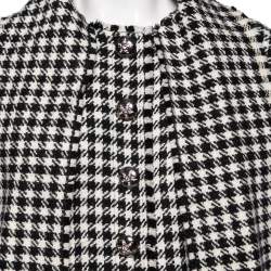 Pre Owned Dolce & Gabbana White & Black Houndstooth Wool Ruffled Sleeves Jacket M
