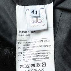 Pre Owned جاكيت دولتشي أند غابانا فرو أسود ياقة قابلة للفصل مزين بخطاف أمامي مقاس وسط