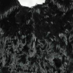 Pre Owned جاكيت دولتشي أند غابانا فرو أسود ياقة قابلة للفصل مزين بخطاف أمامي مقاس وسط