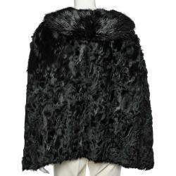 Pre Owned جاكيت دولتشي أند غابانا فرو أسود ياقة قابلة للفصل مزين بخطاف أمامي مقاس وسط