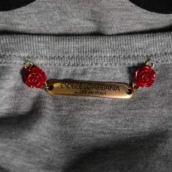 Pre Owned Dolce & Gabbana Grey Cotton Logo Printed Crewneck Tank Top M 