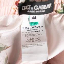 Dolce & Gabbana Pink Silk Floral & Cat Printed Pajama Pants M 