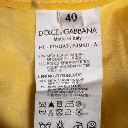 Dolce & Gabbana Yellow Lurex Floral Jacquard Cropped Pants S