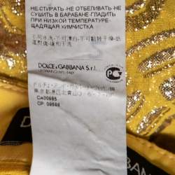 Dolce & Gabbana Yellow Lurex Floral Jacquard Cropped Pants S