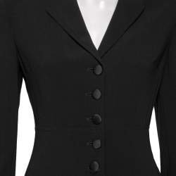 Pre Owned Dolce & Gabbana Vintage Black Wool Crepe Single Breasted Coat M