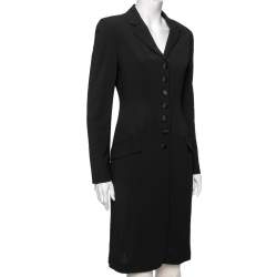 Pre Owned Dolce & Gabbana Vintage Black Wool Crepe Single Breasted Coat M