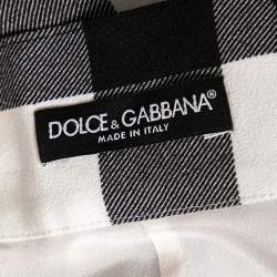 Pre Owned Dolce & Gabbana Monochrome Checkered Crepe Midi Skirt S